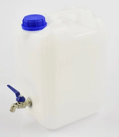 10-Liter-Wassertank mit Metallhahn. Transparenter Seitenhahn.