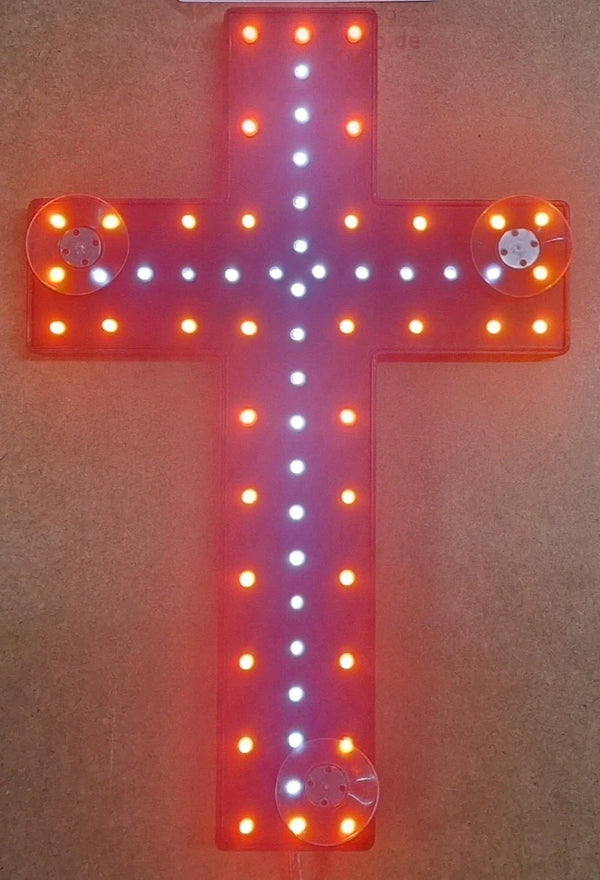 Kreuz Schild für Lkw für Frontscheibe, LED Gelb/ Weiß 25 x 16 cm