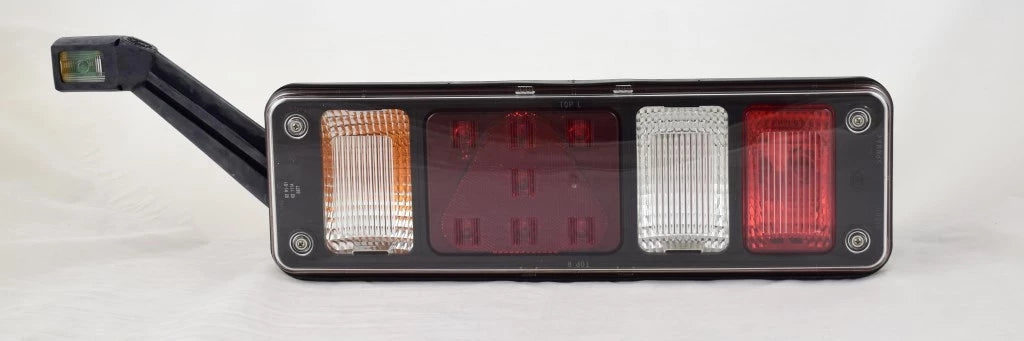 Rückleuchte links für Krone Hybrid 24V, 8 Funktionen / mit Positionsleuchte / Bremsleuchte, Positionsleuchte, LED-Positionsleuchte / P21W, PY21W, LED / EasyConn. Stecker. Scania, Krone, DAF, Feldbinner