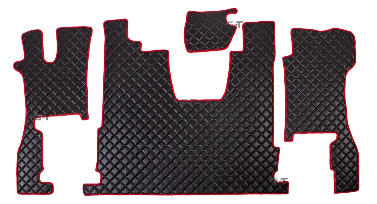Fußmatte SCANIA R 17 – Gesteppte Premium-Fußmatte Schwarz Matt mit roter Naht