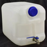 WASSERBEHÄLTER 20L MIT METALLHAHN, TRANSPARENT MIT OBENLIEGENDEM HAHN