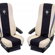 BEZÜGE DAF XF 105/106 2012- (FLUGSITZE) 1+1, BEIGE-KUNSTLEDER/SCHWARZER CORD