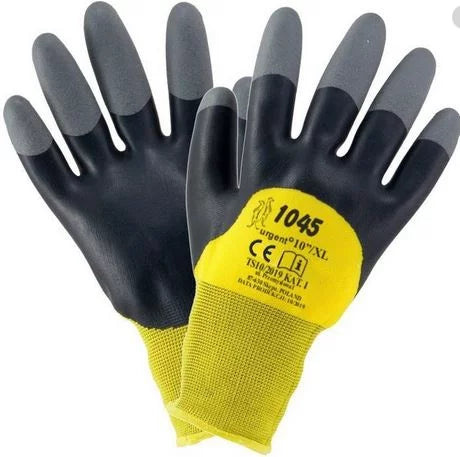 Arbeitshandschuhe  Polyester-Latex-beschichtet Gelb-Schwarz
