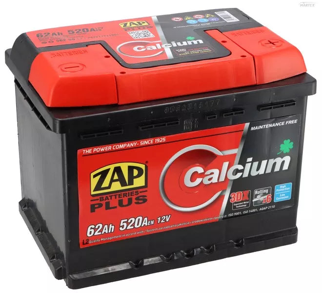 BATTERIE 12V 60AH ZAP 520A PLUS SLI L- 242X175X190
