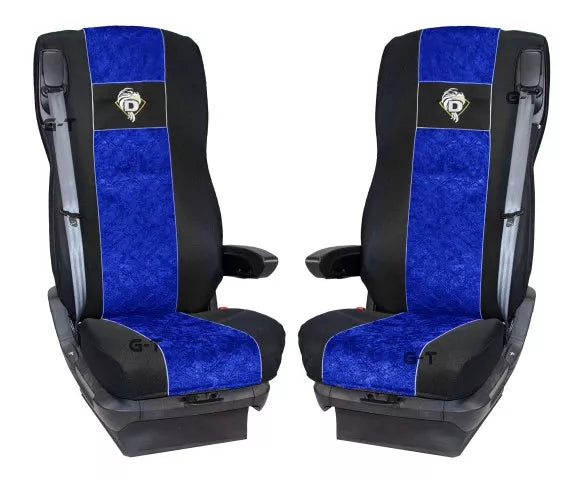 SITZBEZÜGE DAF XF 105/106 2012- (LOT-SITZE) 1+1, 2 GURTE, BLAU