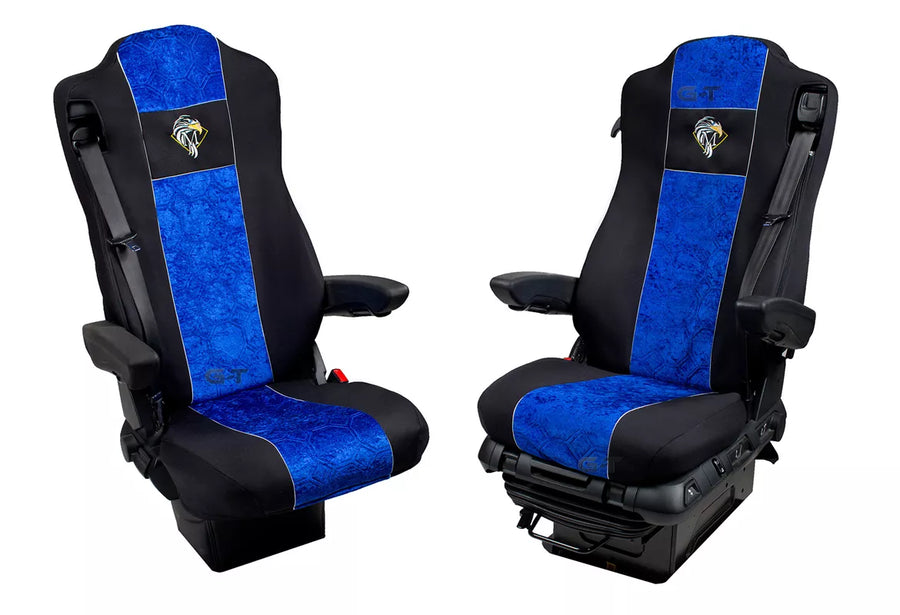 SITZBEZÜGE MB ACTROS 4 1+1,2 SITZGURTE 2011- (BEIFAHRERSITZ N/DÄMPFEND) BLAU