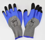 ARBEITSHANDSCHUHE POLYESTER MIT LATEXBESCHICHTUNG SCHWARZ-BLAU