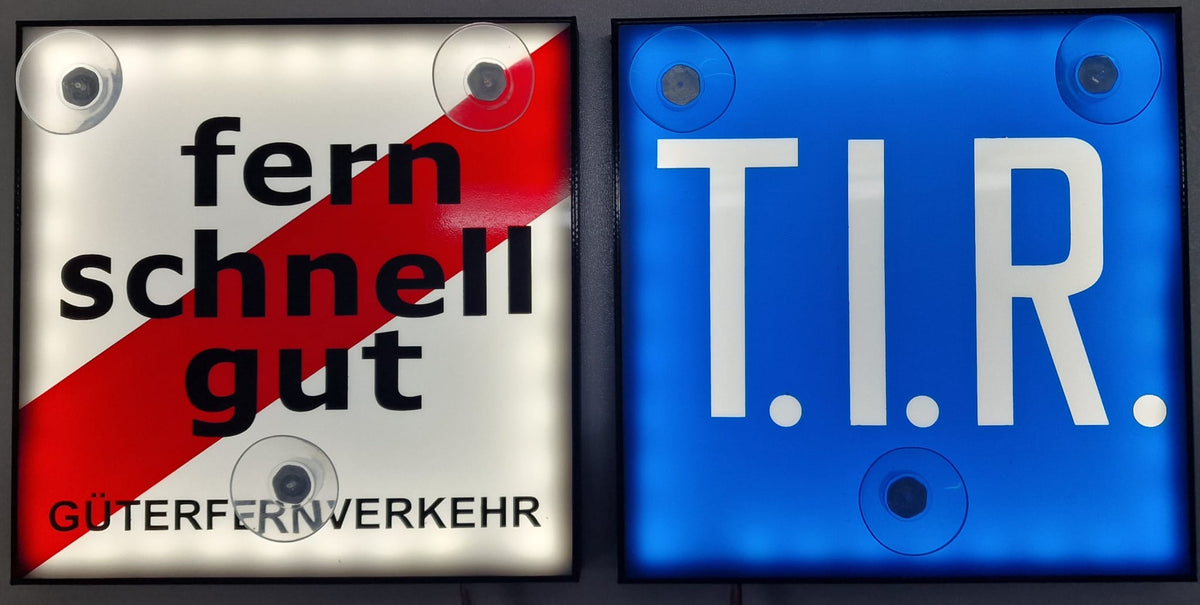 LED-Embleme für Windschutzscheibe 16x 16 cm, Fern Schnell Gut & T.I.R.
