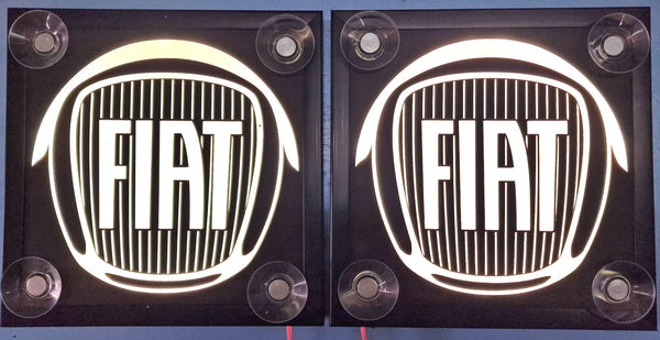 LED-Embleme für Windschutzscheibe 16 x 16 cm , Passt für Fiat