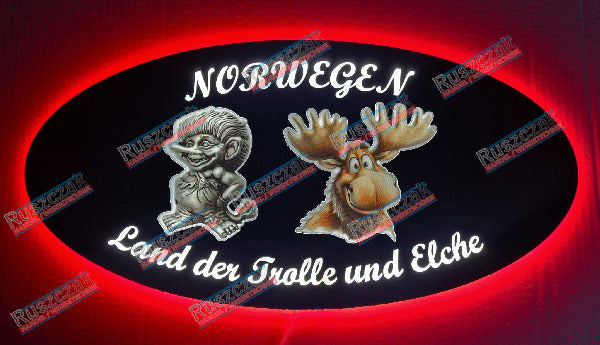 Led 3D Rückwandschild 60 x 30 cm , Norwegen (N040)