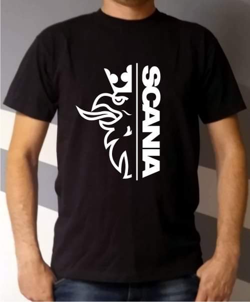 T-Shirt aus Baumwolle mit Logo Scania Schrift , Lkw , Truck