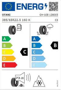 Reifen 385/65 R22,5 Otani OH-108 Anhänger 4-Rillen, PR 20, 160K, C/B/73dB, M+S/3PMSF
